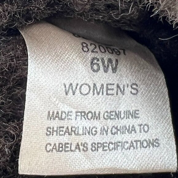 Cabelas Womens 820097 Brown Faux Suede Fur Slip-On Size 6W Shearling Style - Picture 10 of 10